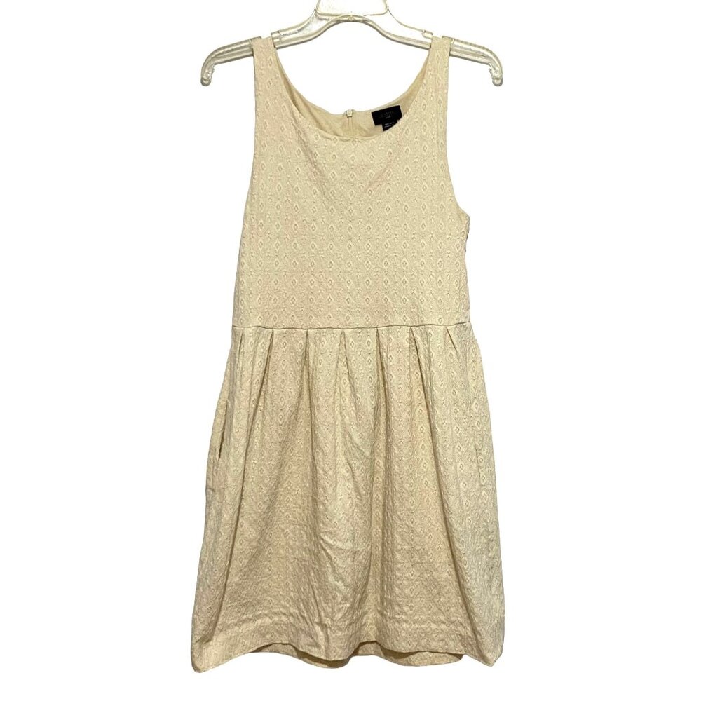 Anthropologie Deletta Sleeveless Dress S Beige Pockets Boho Cottagecore Romantic